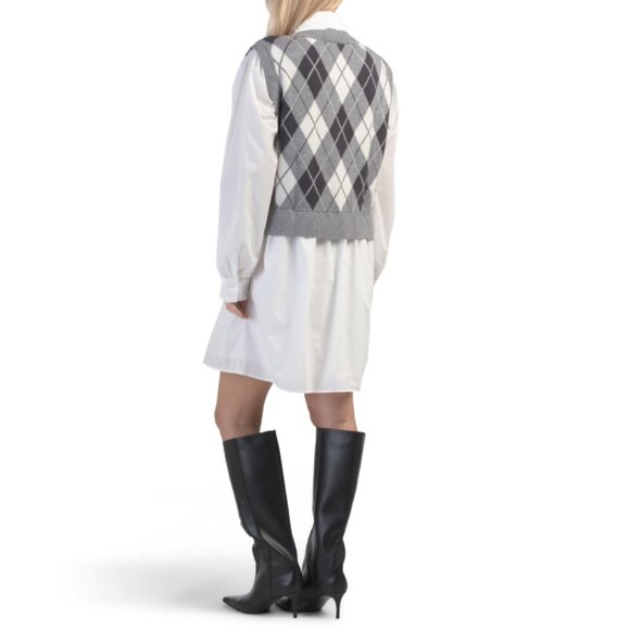 JACQUIE THE LABEL Grey Multi Davis Mixed Media Mini Dress - Picture 2 of 2